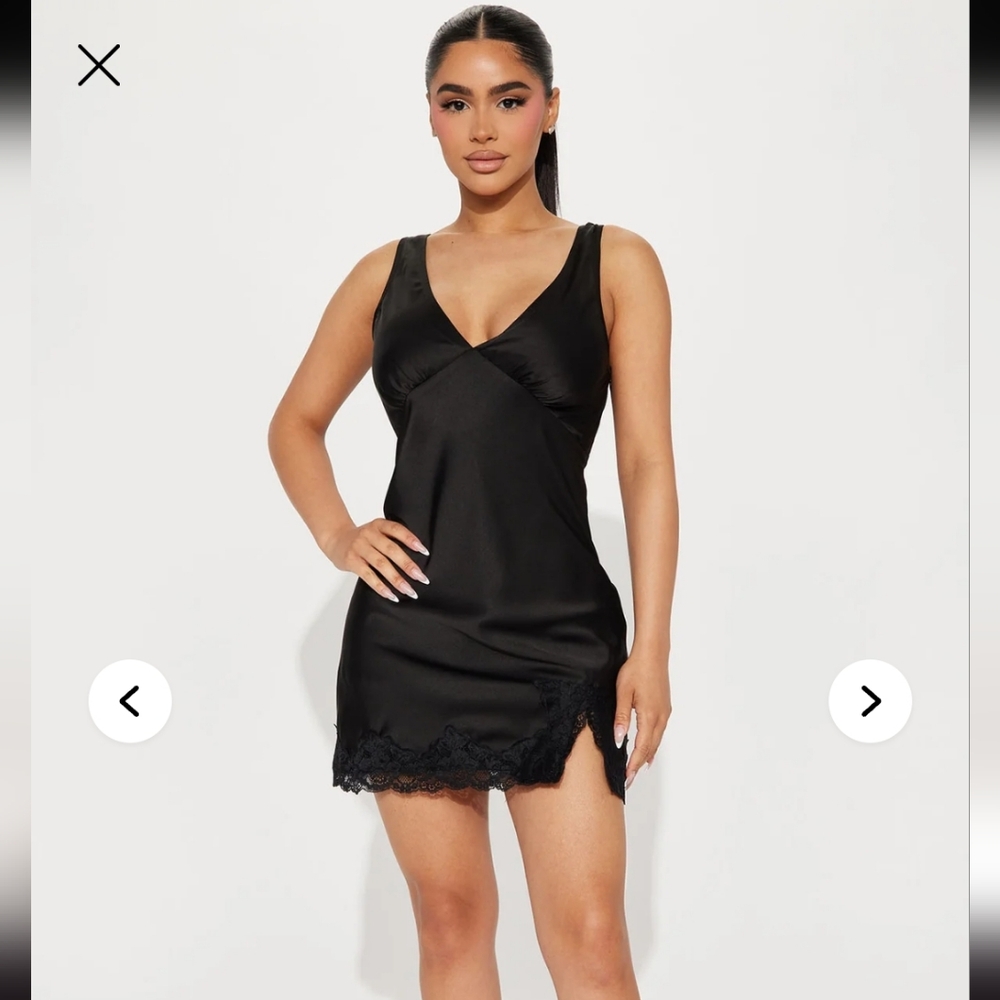 Fashion Nova Black Lace Trim Chemise